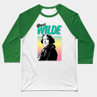 Oscar Wilde --  1990s Styled Retro Typographic / Graphic Design Baseball T-Shirt